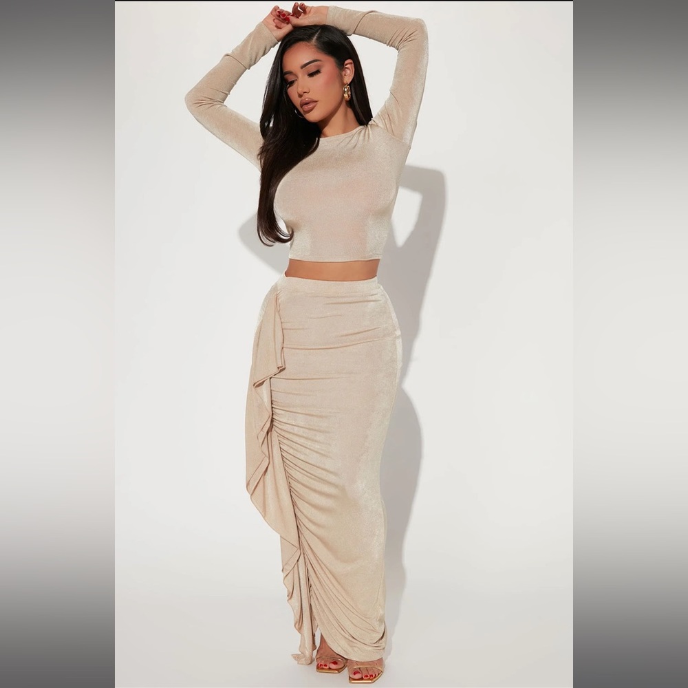 Slinky Skirt Set - Taupe